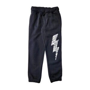 Boys Black Lightning Bolt Skull Sweats 2 Pocket Jogger Sweats Pants XL (14)
